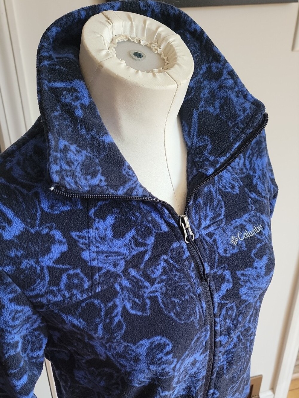 Columbia Fast Trek Printed Fleece Jacket Blue Floral Full Zip Women's Size XS - Picture 4 of 5